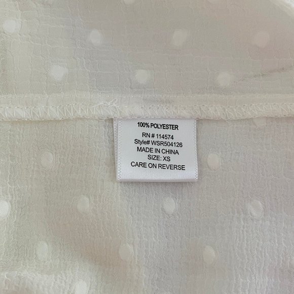 Anthro ivory sheer swiss dot ruffle hem blouse, XS - Picture 5 of 5